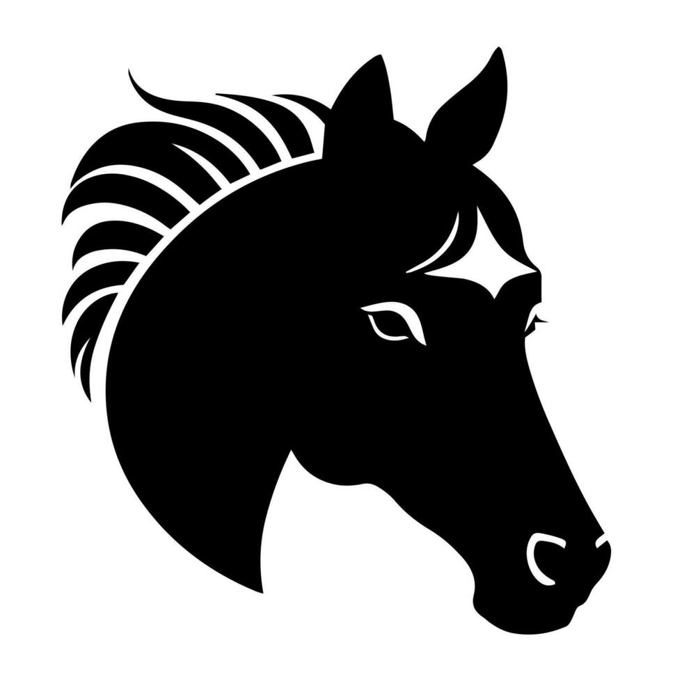 cheval tête noir silhouette isolé sur blanc Contexte. vecteur illustration.
