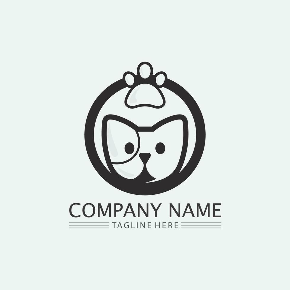 chat logo et vecteur animal icône empreinte chaton calicot logo chien symbole dessin animé personnage signe illustration doodle design