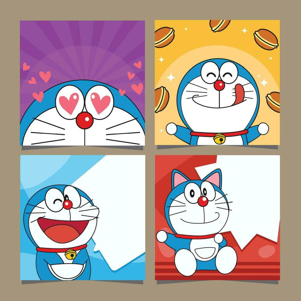 bleu chat dessin animé pour social médias Publier vecteur