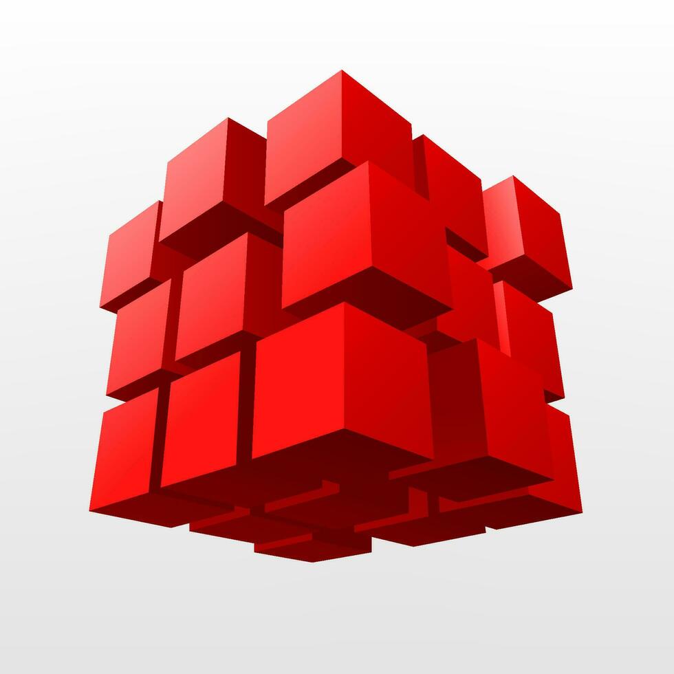 abstrait rouge cube, vecteur illustration