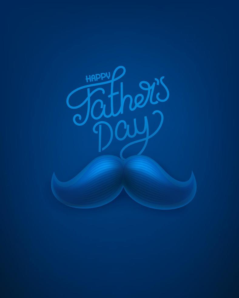 bonne fête des pères carte de voeux avec belle moustache 3d et inscription de lettrage vecteur