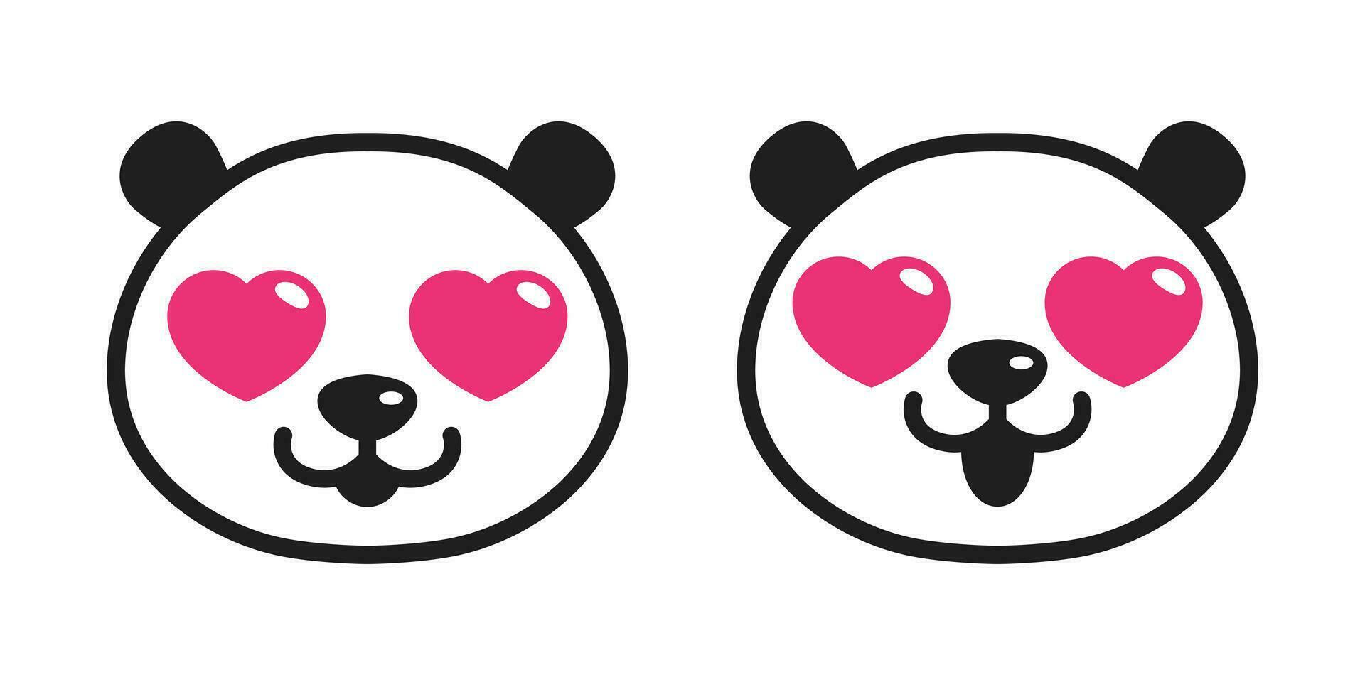 ours Panda vecteur cœur œil Valentin icône dessin animé polaire ours bambou nounours logo personnage illustration