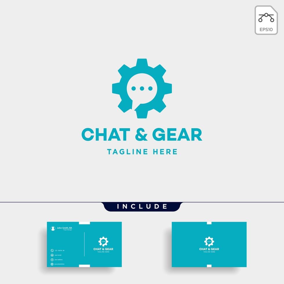 chat engrenage logo vecteur message communication symbole icône signe isolé