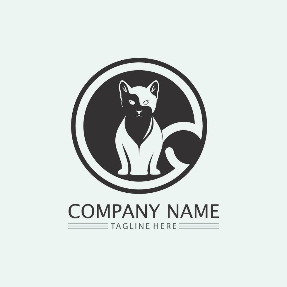 chat logo et vecteur animal icône empreinte chaton calicot logo chien symbole dessin animé personnage signe illustration doodle design