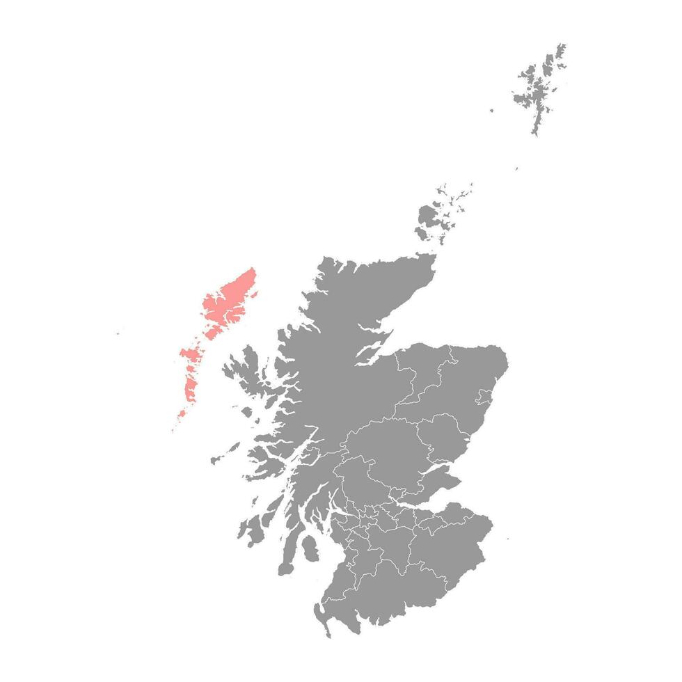 extérieur Hébrides carte, conseil zone de Écosse. vecteur illustration.