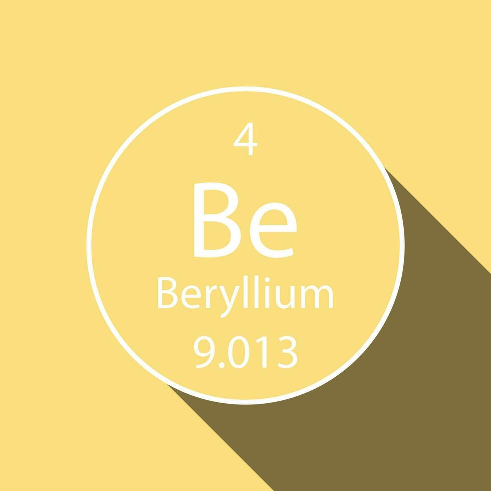 béryllium symbole avec longue ombre conception. chimique élément de le périodique tableau. vecteur illustration.