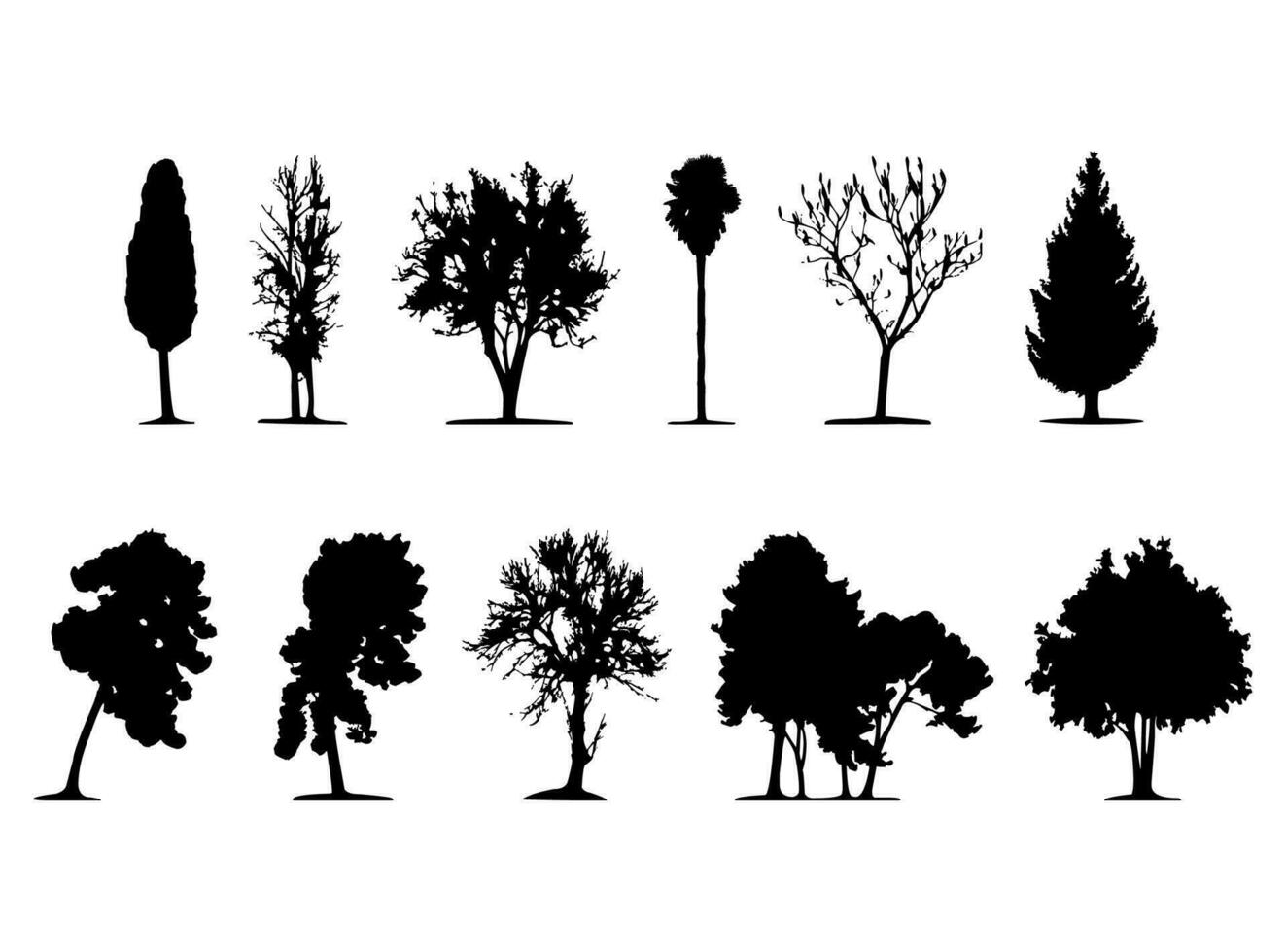 ensemble de arbre silhouettes illustration. gratuit vecteur