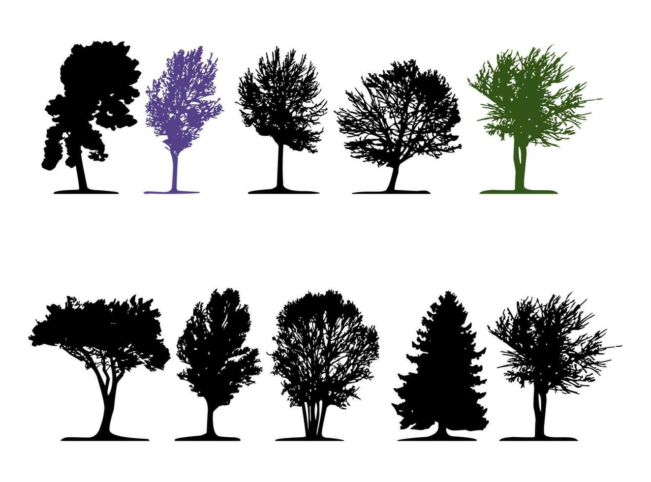 ensemble de arbre silhouettes. silhouettes arbre illustration. vecteur