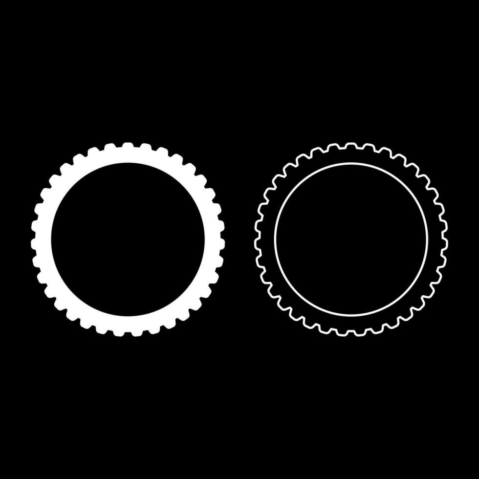 vélo pneu bicyclette pneu moto les pièces roue caoutchouc composé ensemble icône blanc Couleur vecteur illustration image solide remplir contour contour ligne mince plat style
