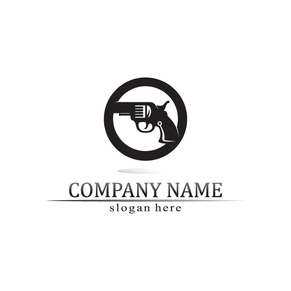 logo d'arme à feu et soldat de l'armée tir de tireur d'élite vector illustration de conception revolver de tir militaire