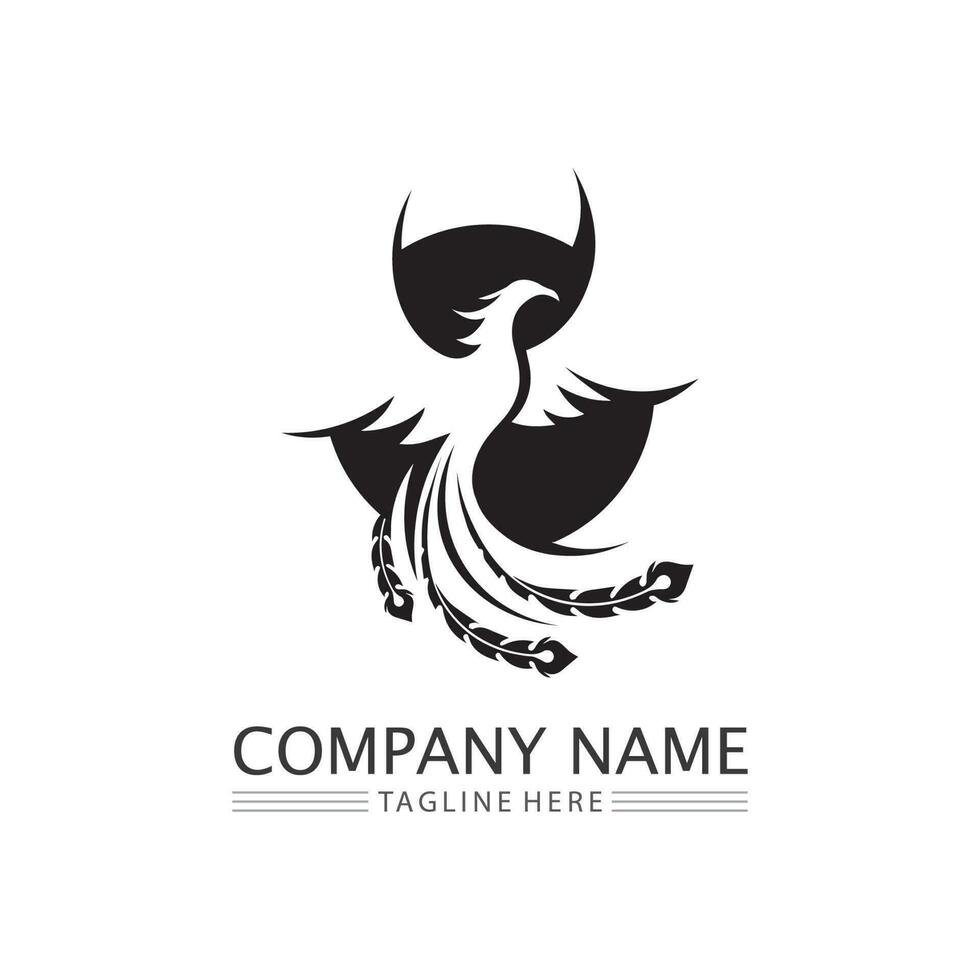 symbole d'oiseau phénix et illustration vectorielle de conception de logo vecteur