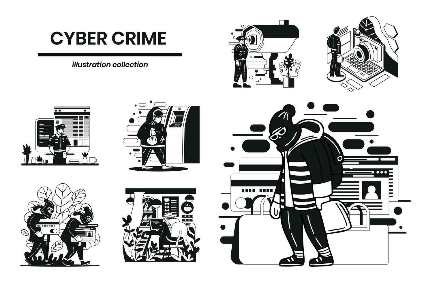 main tiré cyber des menaces et les pirates collection dans plat style illustration pour affaires des idées vecteur