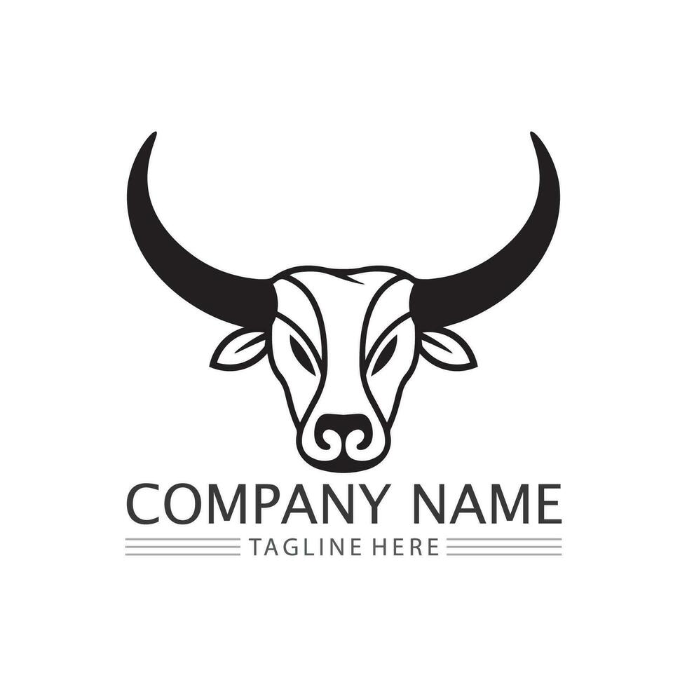 taureau et vache logo conception icône vecteur klaxon animaux
