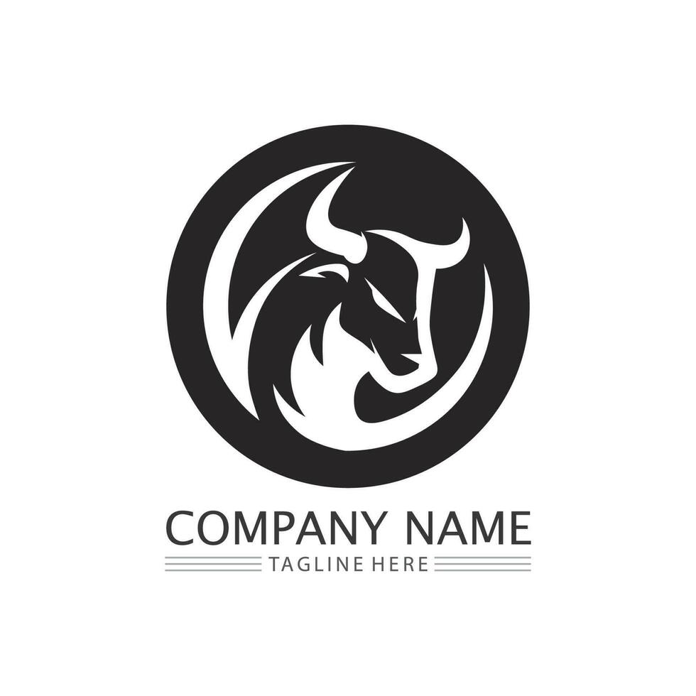 logo abstrait de taureau de bouclier, icône de logo d'insignes de corne vecteur