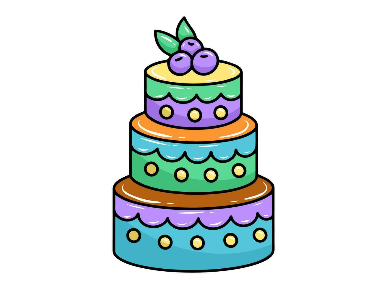 illustration de gâteau d'anniversaire dessiné à la main vecteur