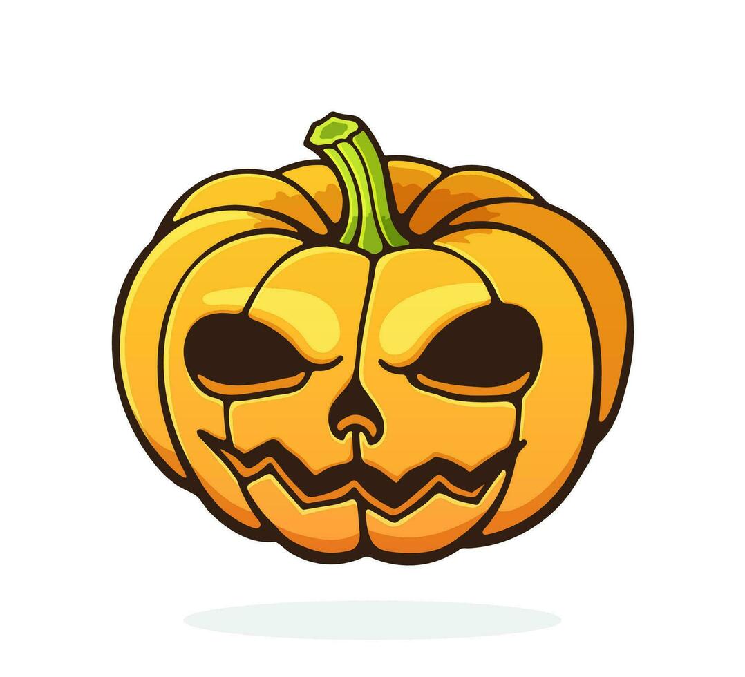 dessin animé illustration de Halloween effrayant citrouille avec mal sourire. citrouille d'Halloween le effrayant symbole de vacances vecteur