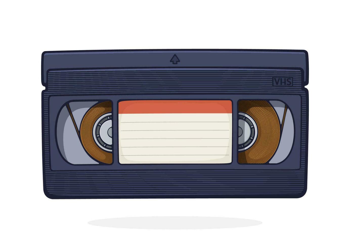 dessin animé illustration de vhs cassette. vidéo ruban record système. film industrie vecteur
