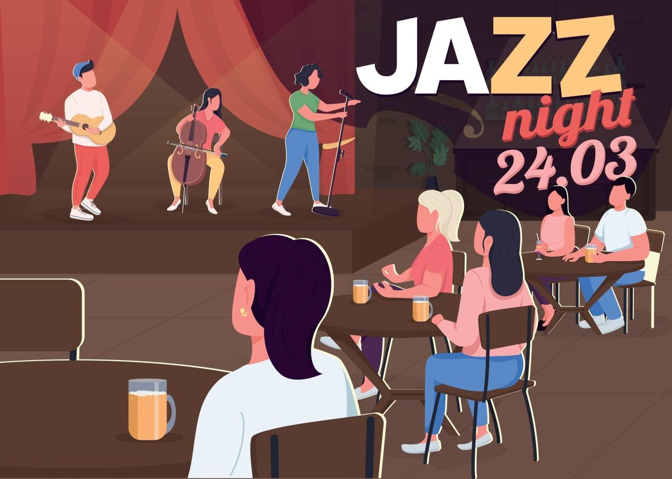 modèle de vecteur plat affiche nuit jazz