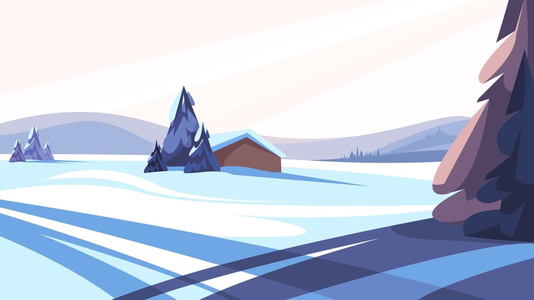 paysage d'hiver avec des conifères vecteur
