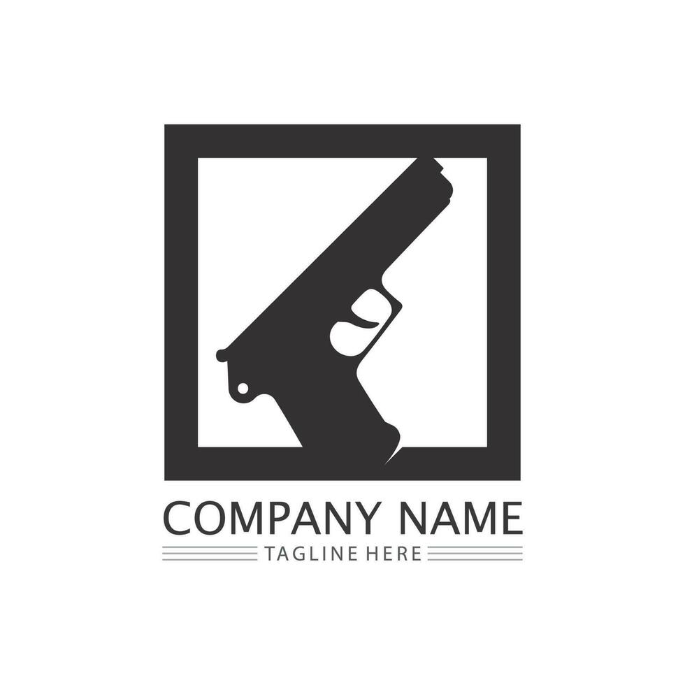 logo d'arme à feu et soldat de l'armée tir de tireur d'élite vector illustration de conception revolver de tir militaire