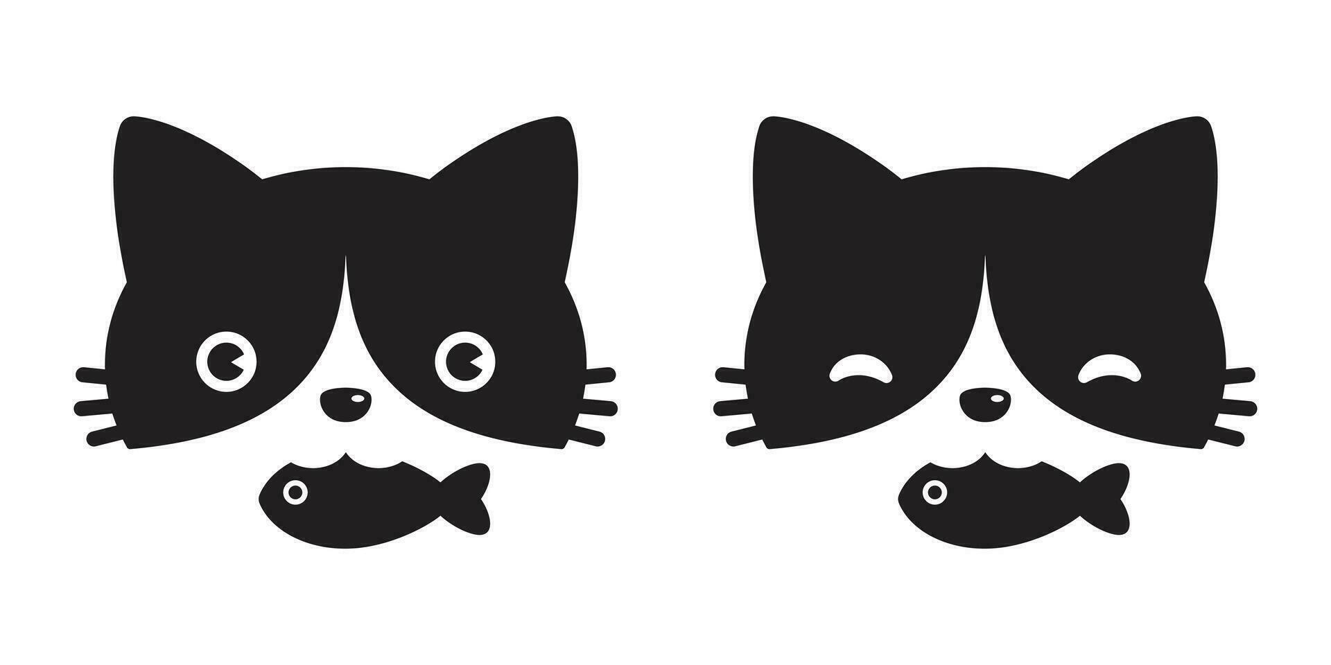 chat vecteur tête icône logo chaton calicot poisson dessin animé personnage illustration