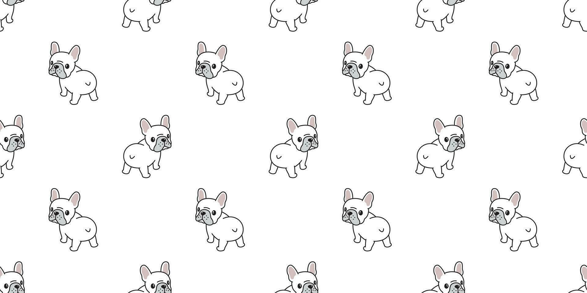 chien sans couture modèle français bouledogue vecteur tuile Contexte écharpe isolé fond d'écran illustration dessin animé
