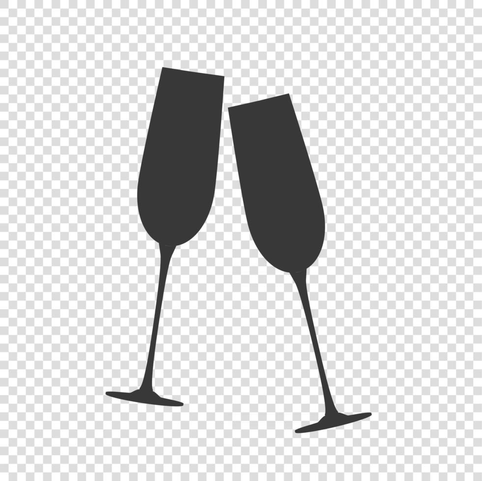 icône de verres de champagne mousseux vecteur