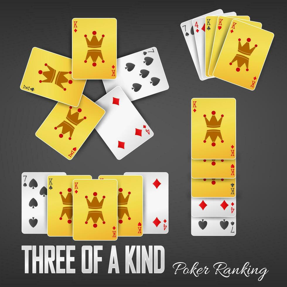 Trois de une gentil poker classement casino ensembles, vecteur illustration