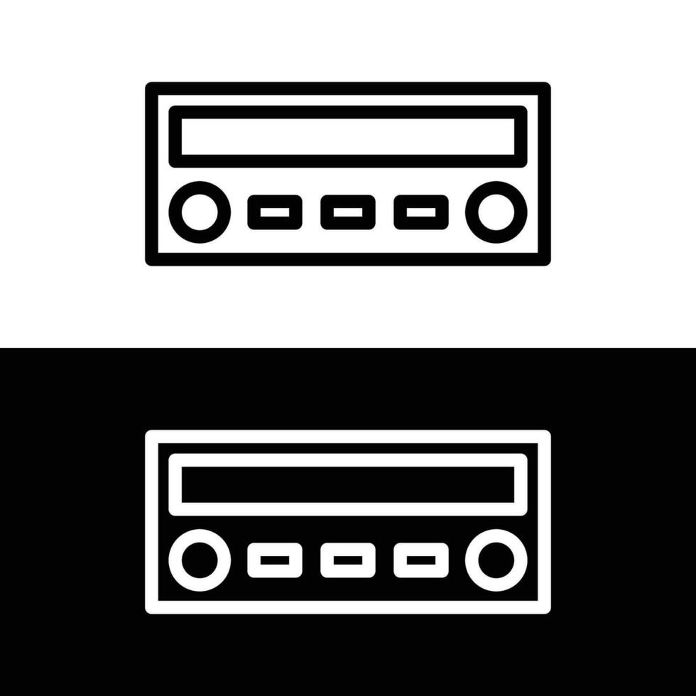 voiture l'audio joueur icône. contour de voiture l'audio joueur vecteur Icônes pour la toile conception isolé sur blanc et noir Contexte