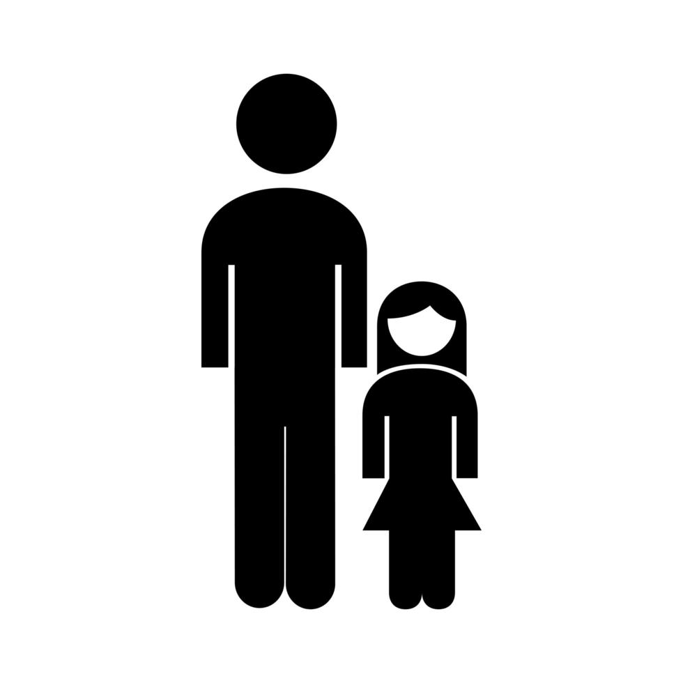 figure de père de famille avec icône de style silhouette fille vecteur