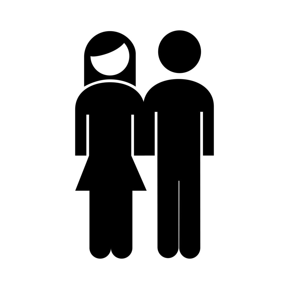 famille, parents, couple, figures, style, silhouette, icône vecteur