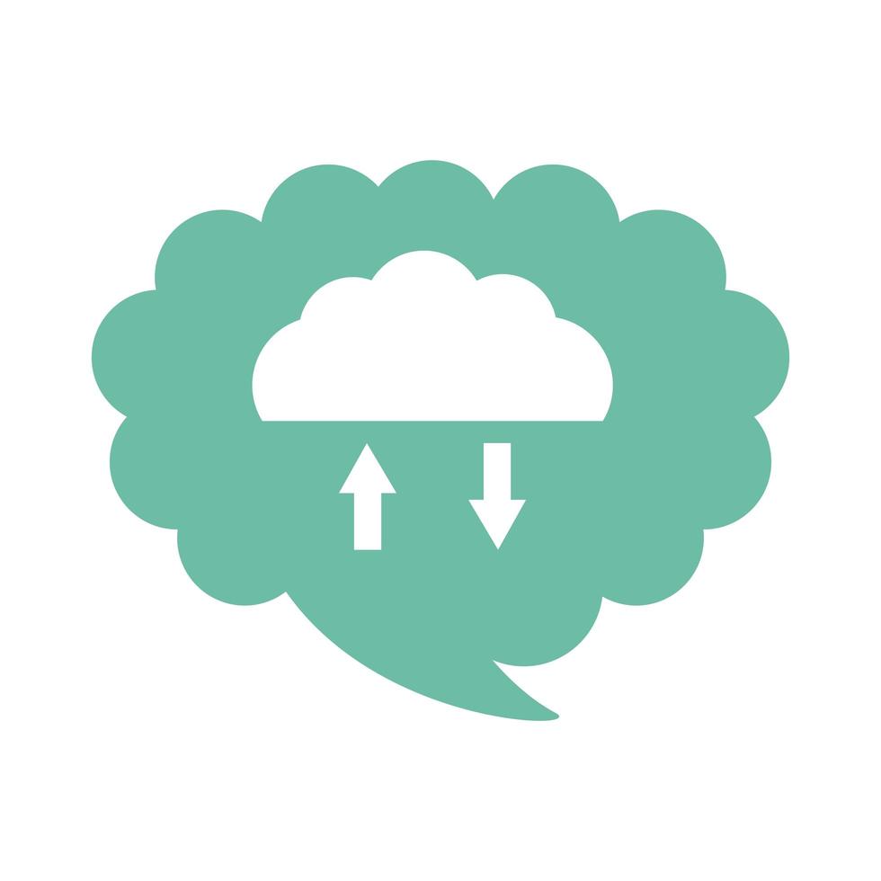 cloud computing avec icône de style plat flèche vecteur