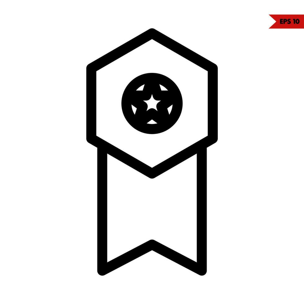 étoile dans ruban badge ligne icône vecteur