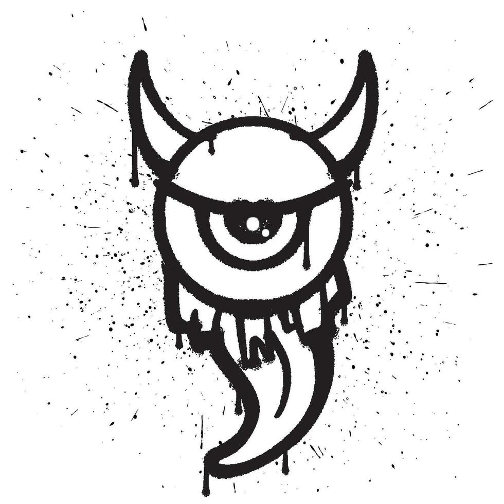 vecteur graffiti vaporisateur peindre œil diable personnage isolé vecteur illustration