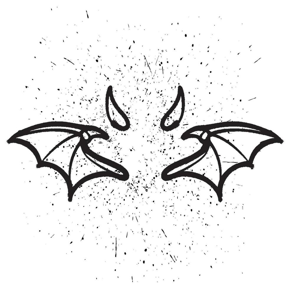 vecteur graffiti vaporisateur peindre diable ailes isolé vecteur illustration