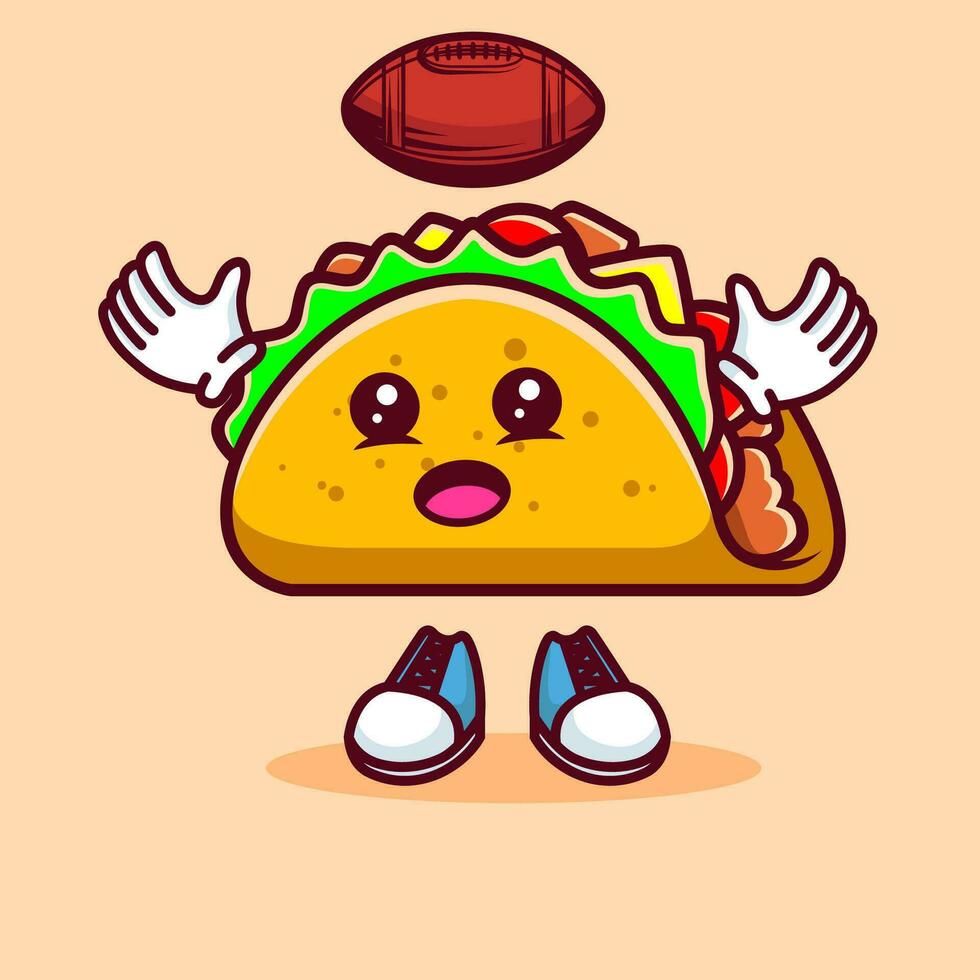 vecteur illustration de kawaii taco dessin animé personnage avec américain Football balle. vecteur eps dix