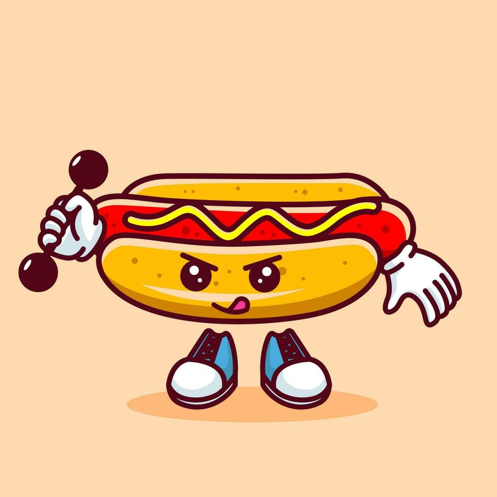 vecteur illustration de kawaii chaud chien dessin animé personnage avec haltère. vecteur eps dix