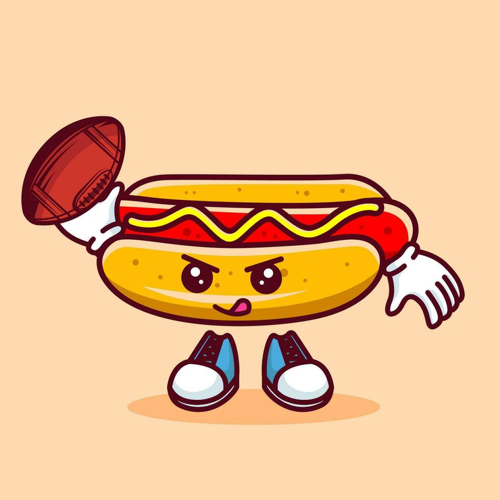 vecteur illustration de kawaii chaud chien dessin animé personnage avec américain Football balle. vecteur eps dix