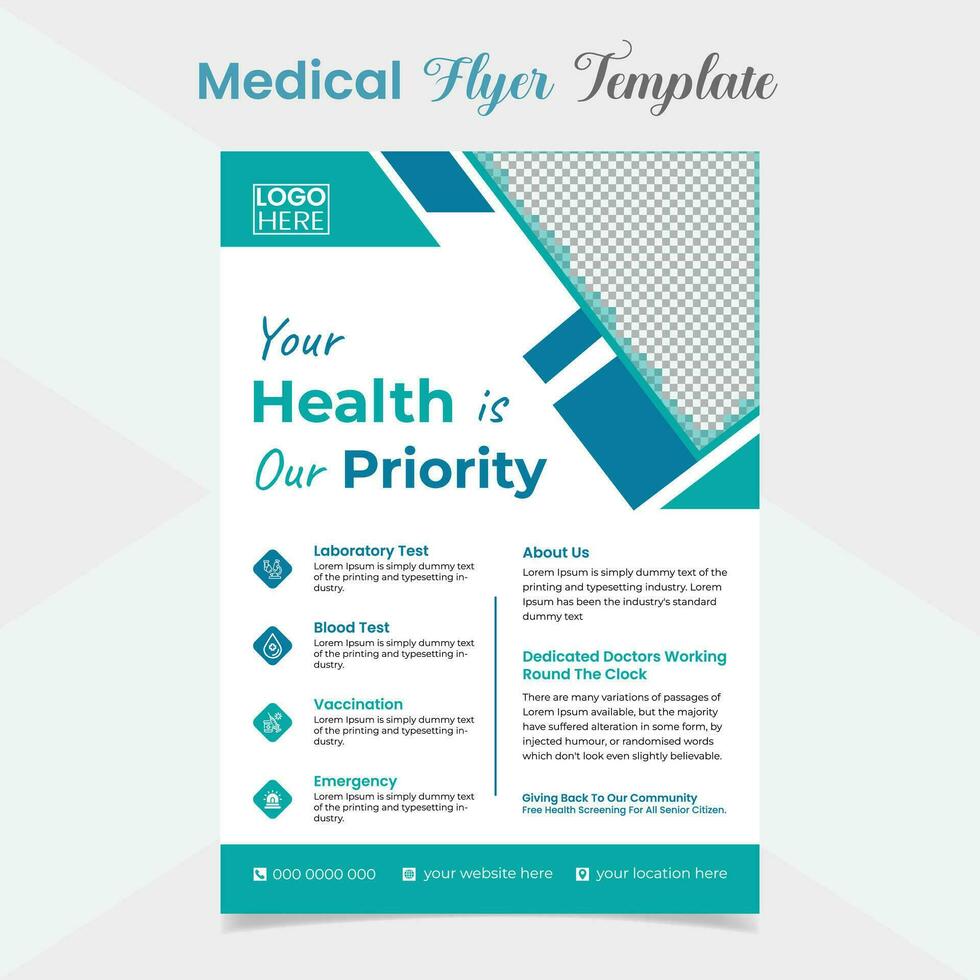 médical soins de santé prospectus et brochure couverture page modèle conception vecteur
