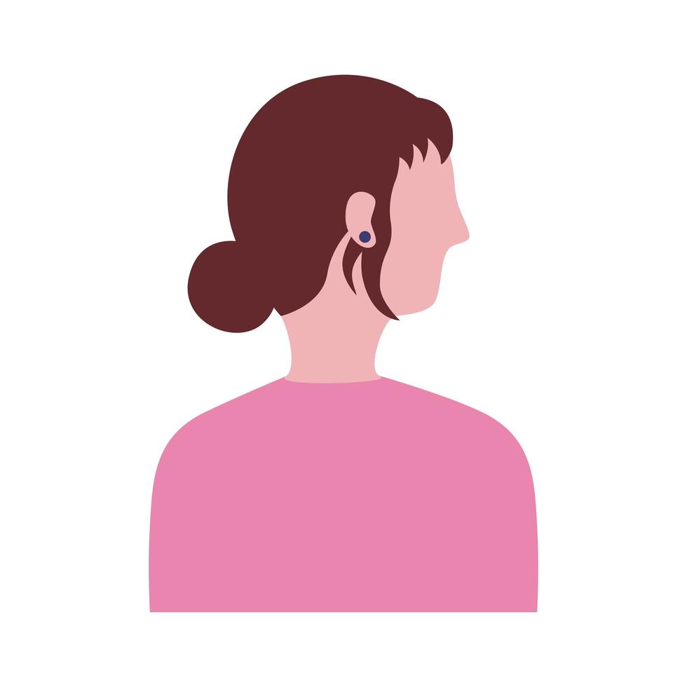 icône de style plat de jeune femme profil avatar caractère vecteur