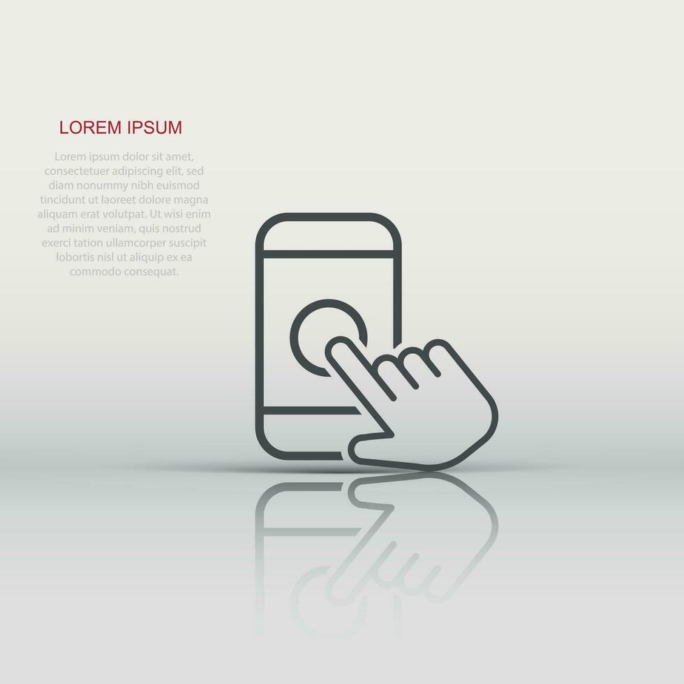 main toucher téléphone intelligent icône dans plat style. téléphone doigt vecteur illustration sur blanc isolé Contexte. le curseur écran tactile affaires concept.
