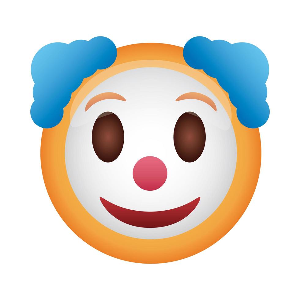 icône de style plat visage clown emoji vecteur