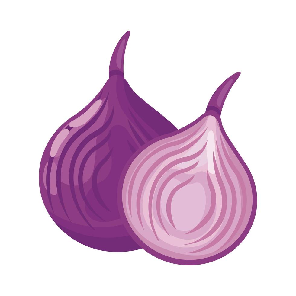 icône de style détaillé de légume sain oignon violet vecteur