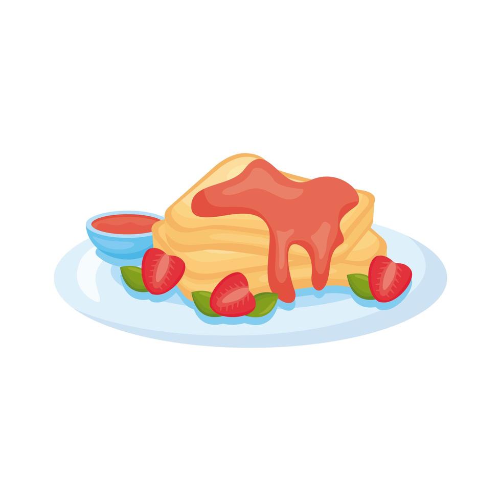 pain tranché avec petit déjeuner confiture de fraises icône de style détaillé vecteur