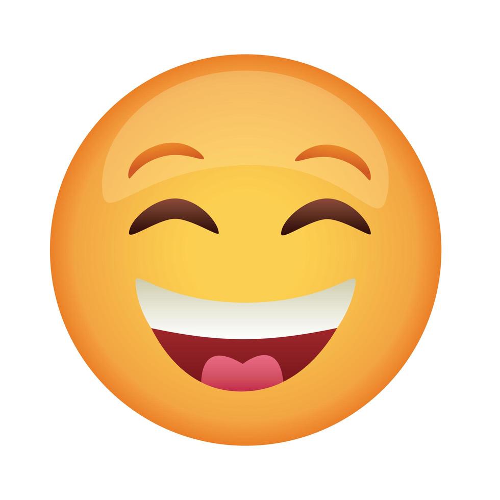 visage emoji riant icône de style plat classique vecteur