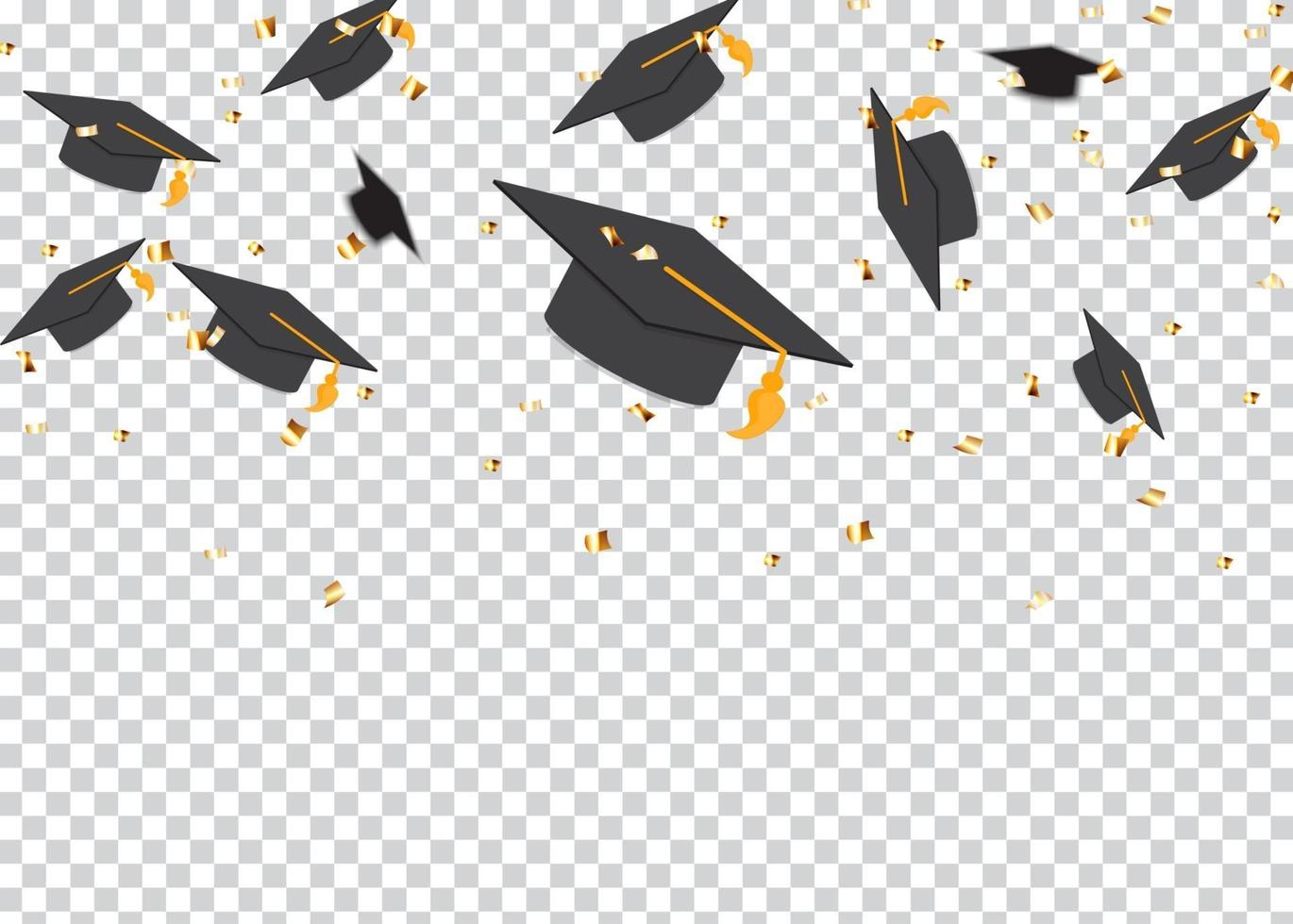 concept de l'éducation fond casquettes de graduation et confettis vecteur