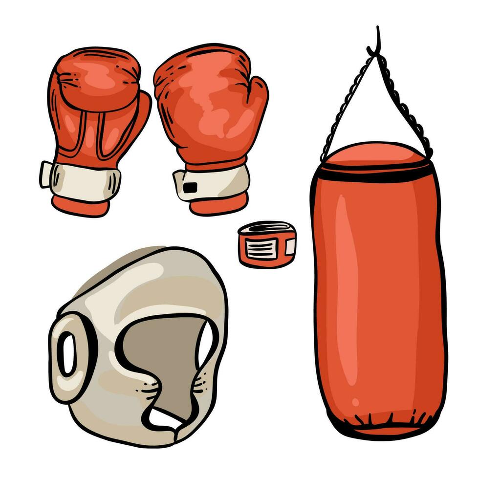 dessin animé rouge boxe gant icône, de face et dos. isolé vecteur illustration.