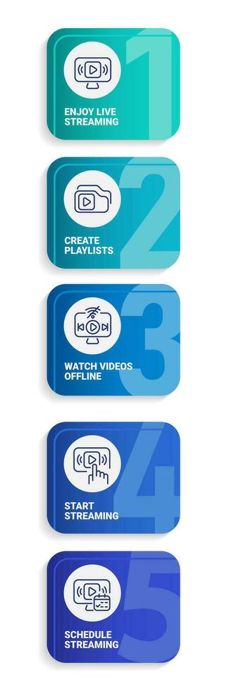diffusion un service infographie graphique conception modèle. médias contenu. la télé canaux. modifiable infochart avec Icônes. pédagogique graphique avec 5 étape séquence. visuel Les données présentation vecteur
