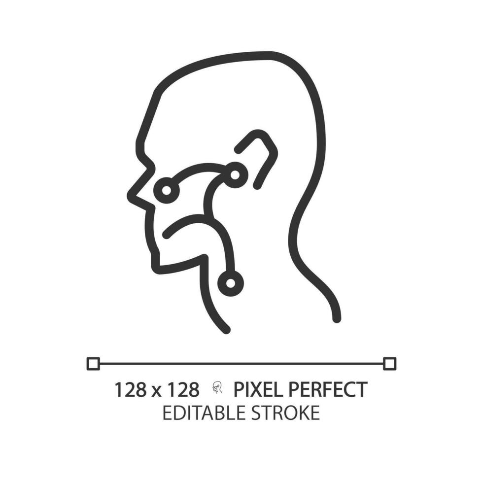 oreille, nez et gorge pixel parfait linéaire icône. oto-rhino-laryngologique traitement. médical se soucier à prévenir maladie. mince ligne illustration. contour symbole. vecteur contour dessin. modifiable accident vasculaire cérébral