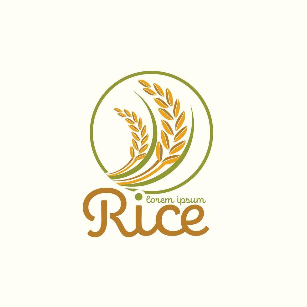 riz paddy premium produit naturel biologique bannière logo vector design